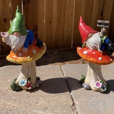 Garden Gnomes Statues for Yard Decor, Set of 2 Cute Gnomes