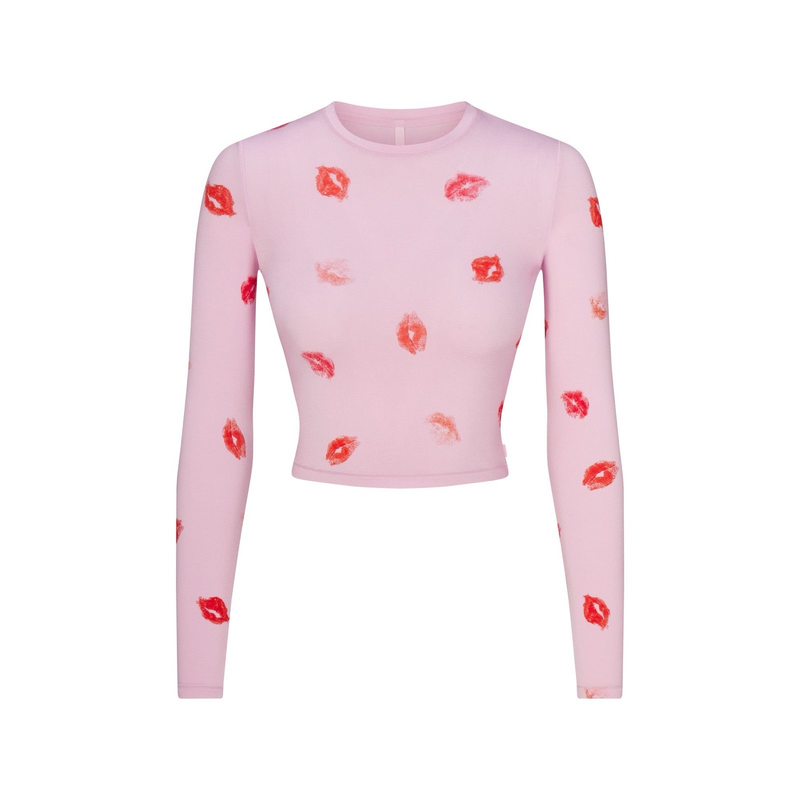 SKIMS Valentines Super Cropped Long Sleeve in Cherry Blossom Lipstick Size M