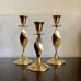 VINTAGE SET OF 3 BRASS CANDLESTICK HOLDERS - GOLD