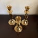 VINTAGE SET OF 3 BRASS CANDLESTICK HOLDERS - GOLD