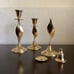 VINTAGE SET OF 3 BRASS CANDLESTICK HOLDERS - GOLD