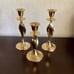 VINTAGE SET OF 3 BRASS CANDLESTICK HOLDERS - GOLD