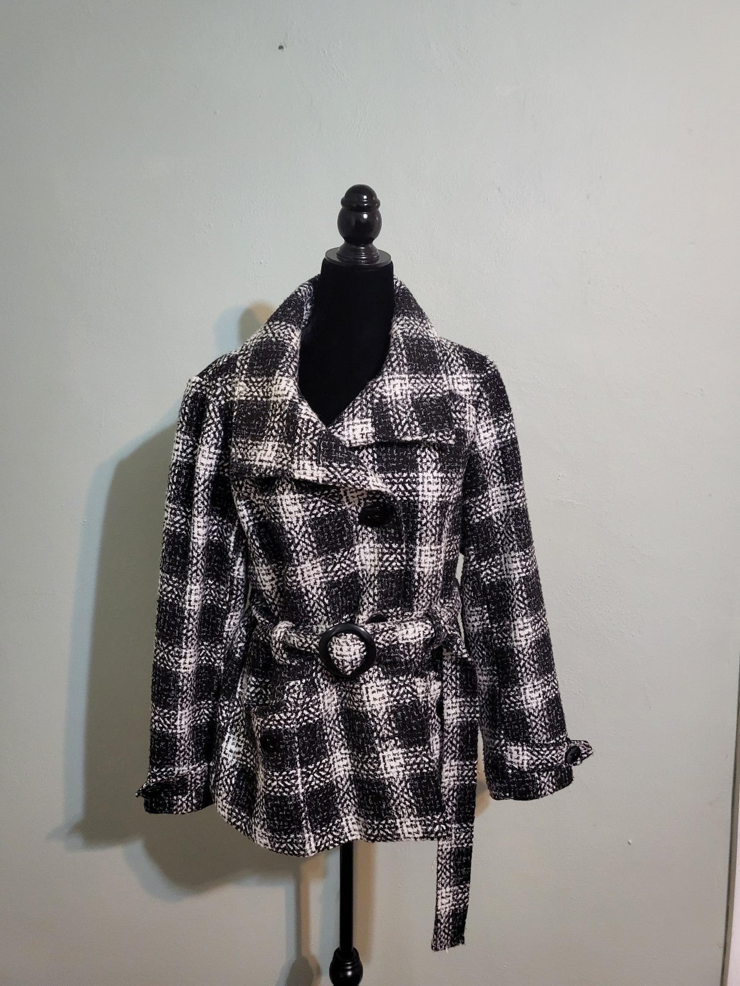 Weather Tamer jacket peacoat black and white  sz L