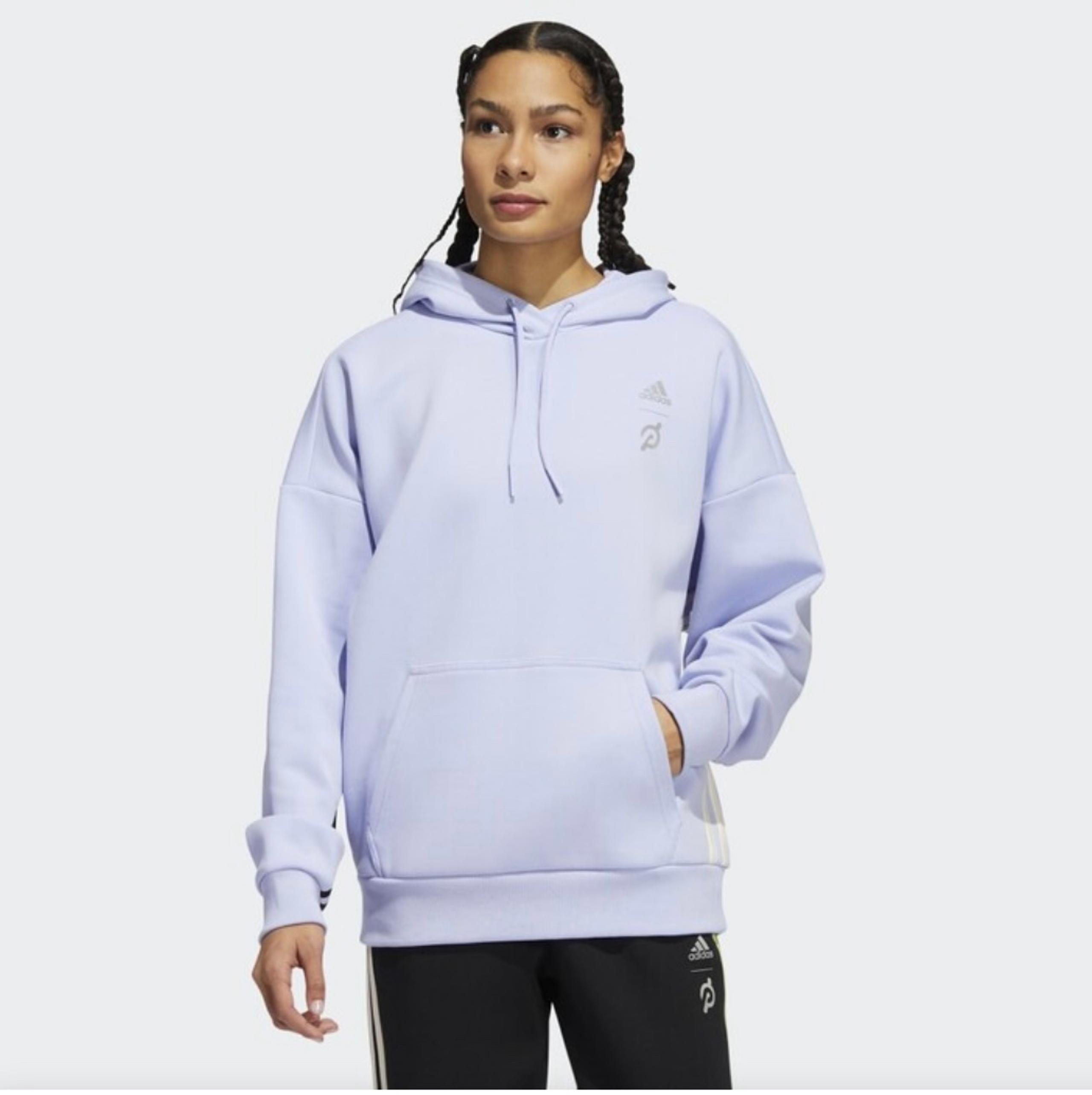 Adidas x Peloton Hoodie Women's Large Purple 3 Stripe Capable of Greatness