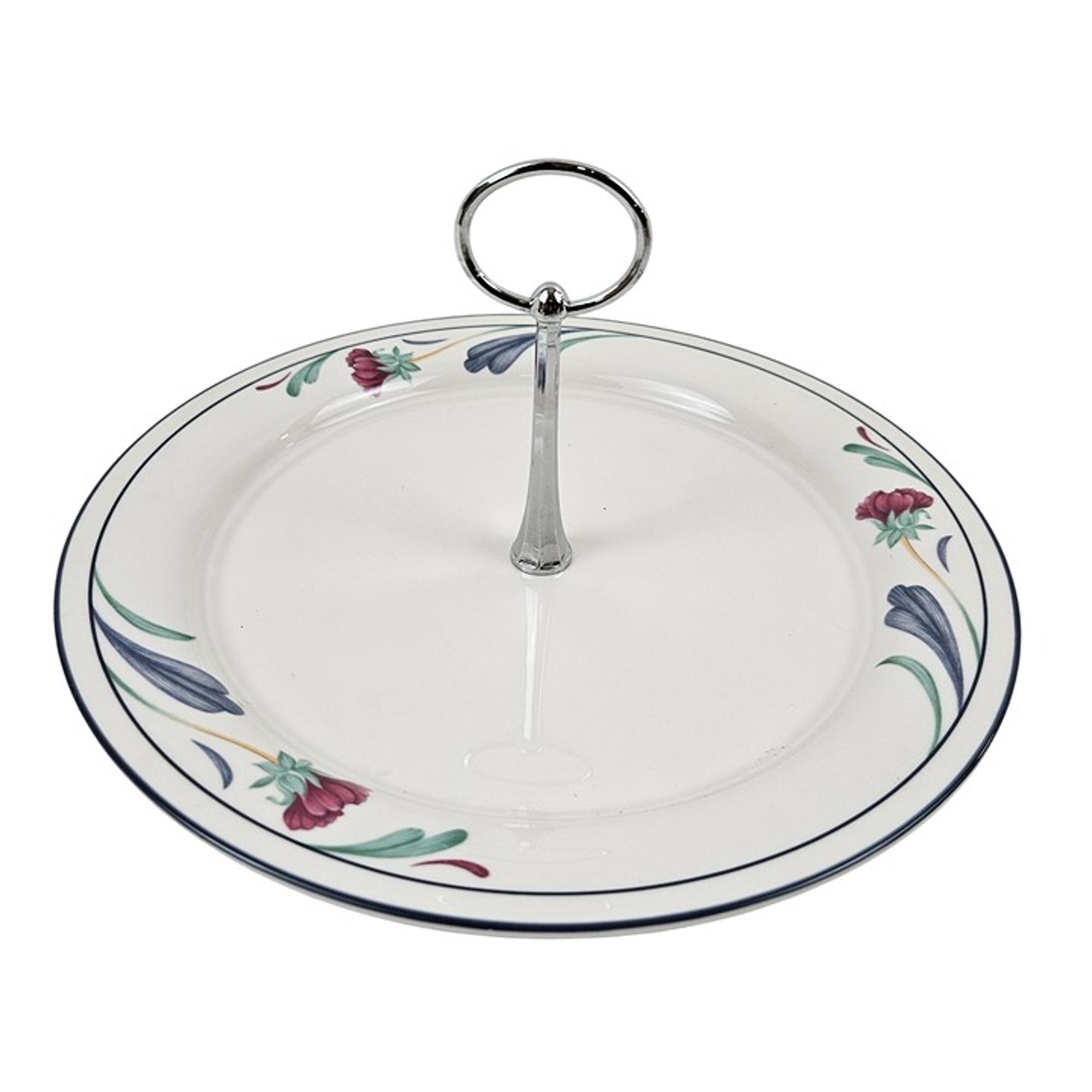 Lenox Chinastone Poppies On Blue 10in Serving Plate Handle Freezer Microwave Saf