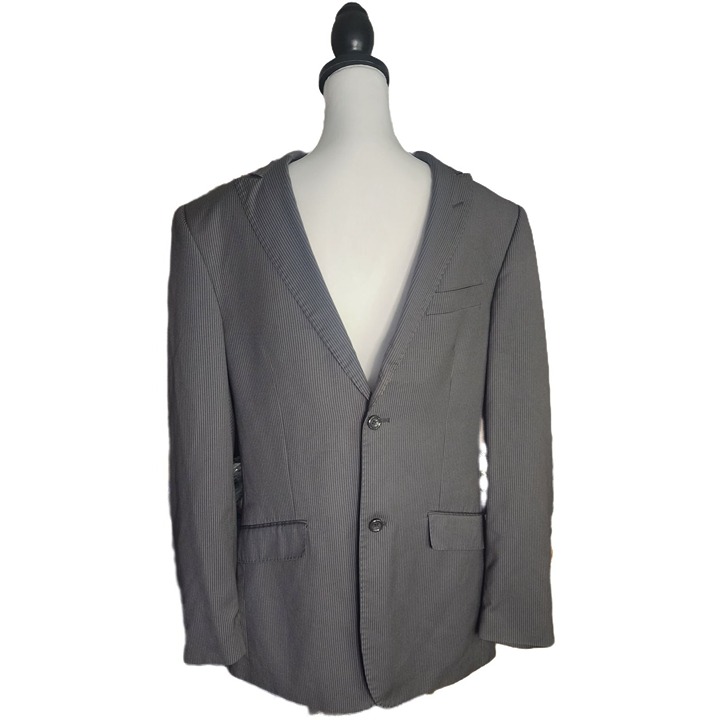 Vinci Pinstripe Grey Men's Two Button Suit Jacket 40L designed in Italy