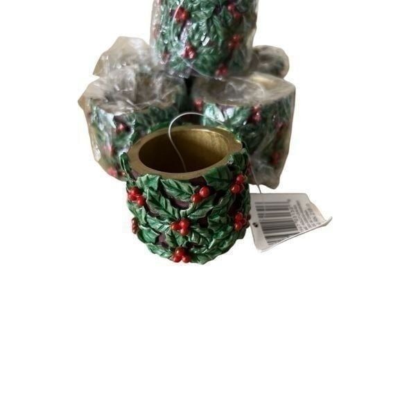 Christmas Holly Scroll, Set of 6 Napkin Rings