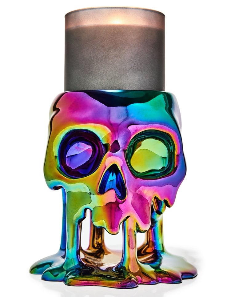 Dripping Skull Pedestal 3-Wick Candle Holder bath and body works Halloween