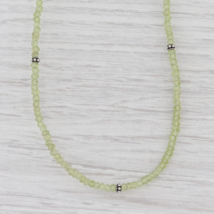 New Nina Nguyen Harmony Bead Necklace Peridot Sterling Silver 32-36.5 Long