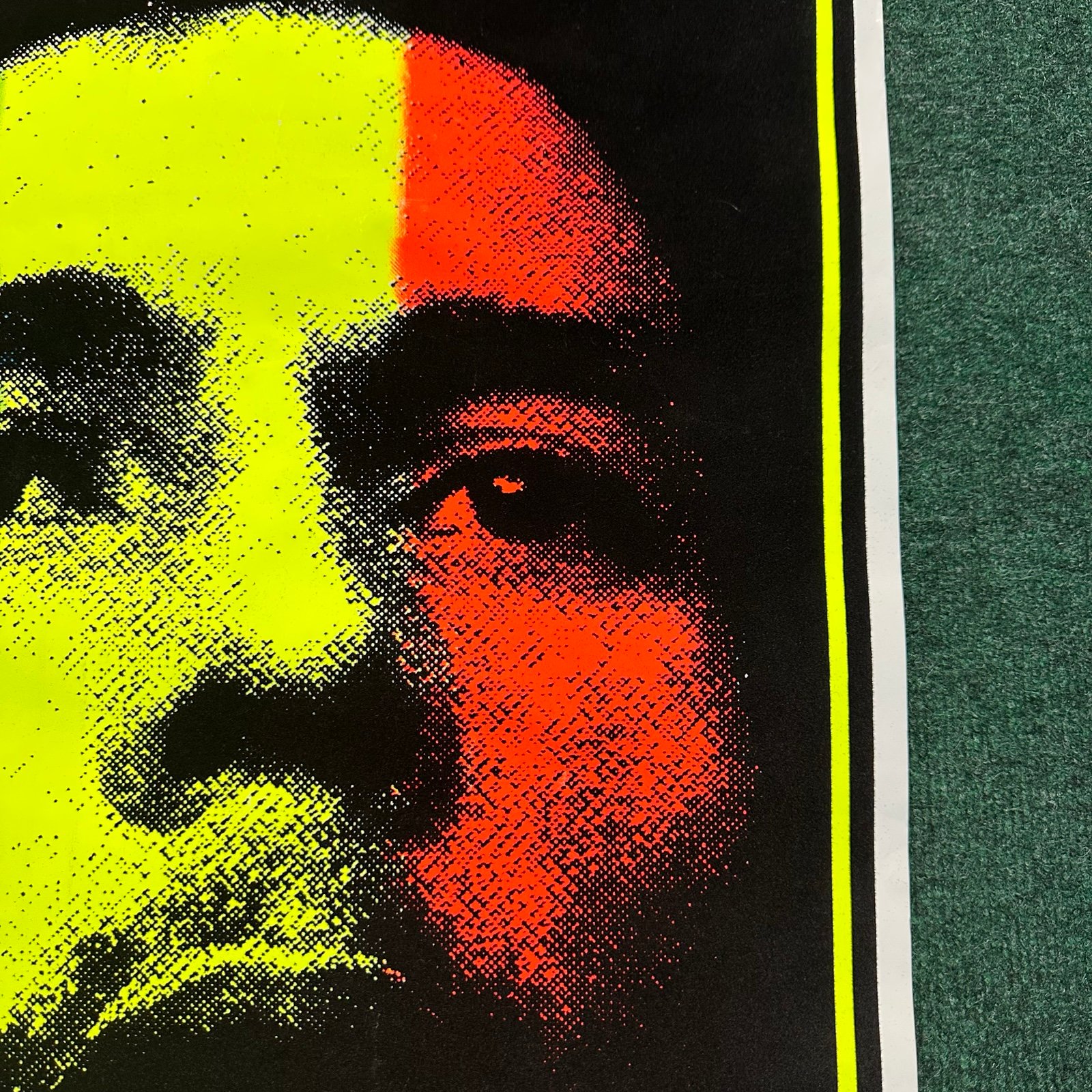 Vintage Bob Marley Poster Black Light Velvet Flocked Neon