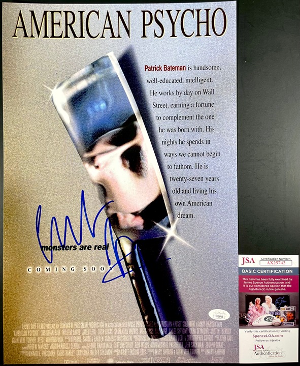 Christian Bale Signed American Psycho 11x17 Movie Poster B Autograph JSA COA