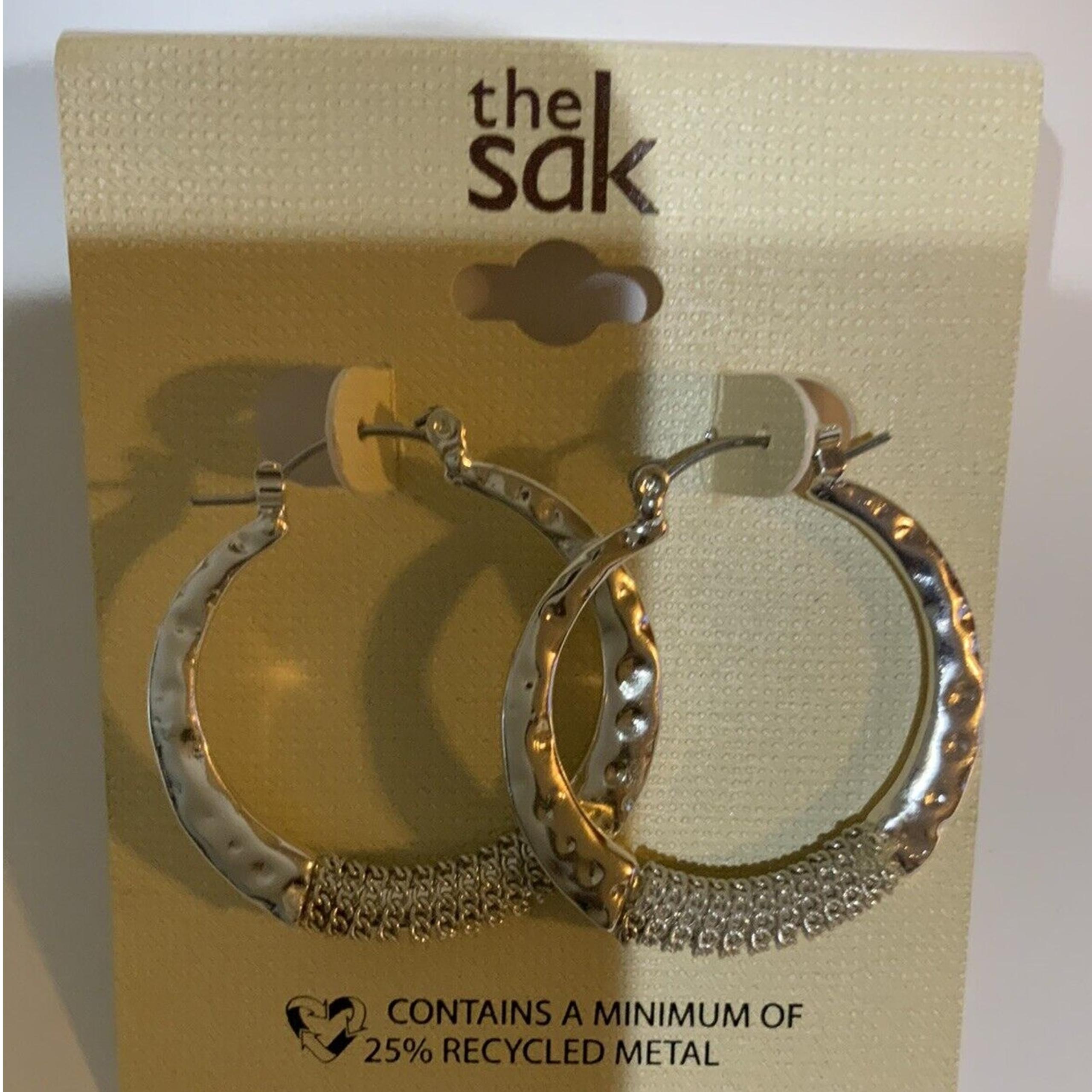 the Sak Crystal Accents Metal Hoop Earrings Women's Fashion Jewelry Accessories
