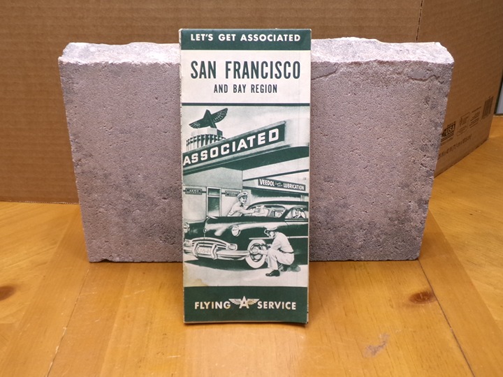SAN FRANCISCO AND BAY REGION 1950'S MAP FLYING A SERVICE GAS STATIONS PROMOTION