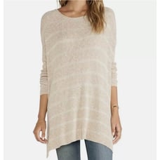 FREE PEOPLE Shipping News Stripe Tunic Sweater Beige Oversized Large New