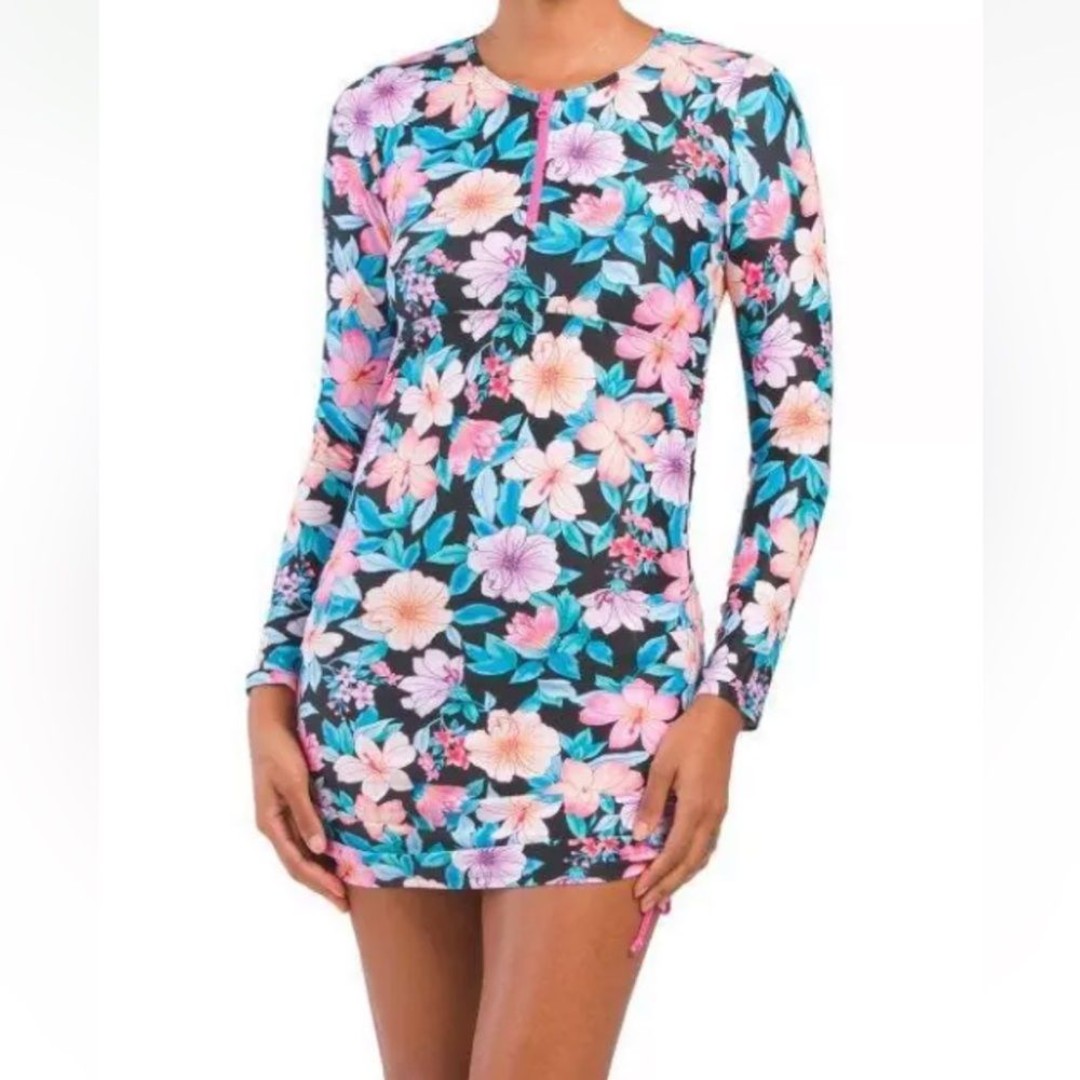 Pipeline Makani Rash Guard Dress Tropical Floral Print New With Tags S UPF 50+