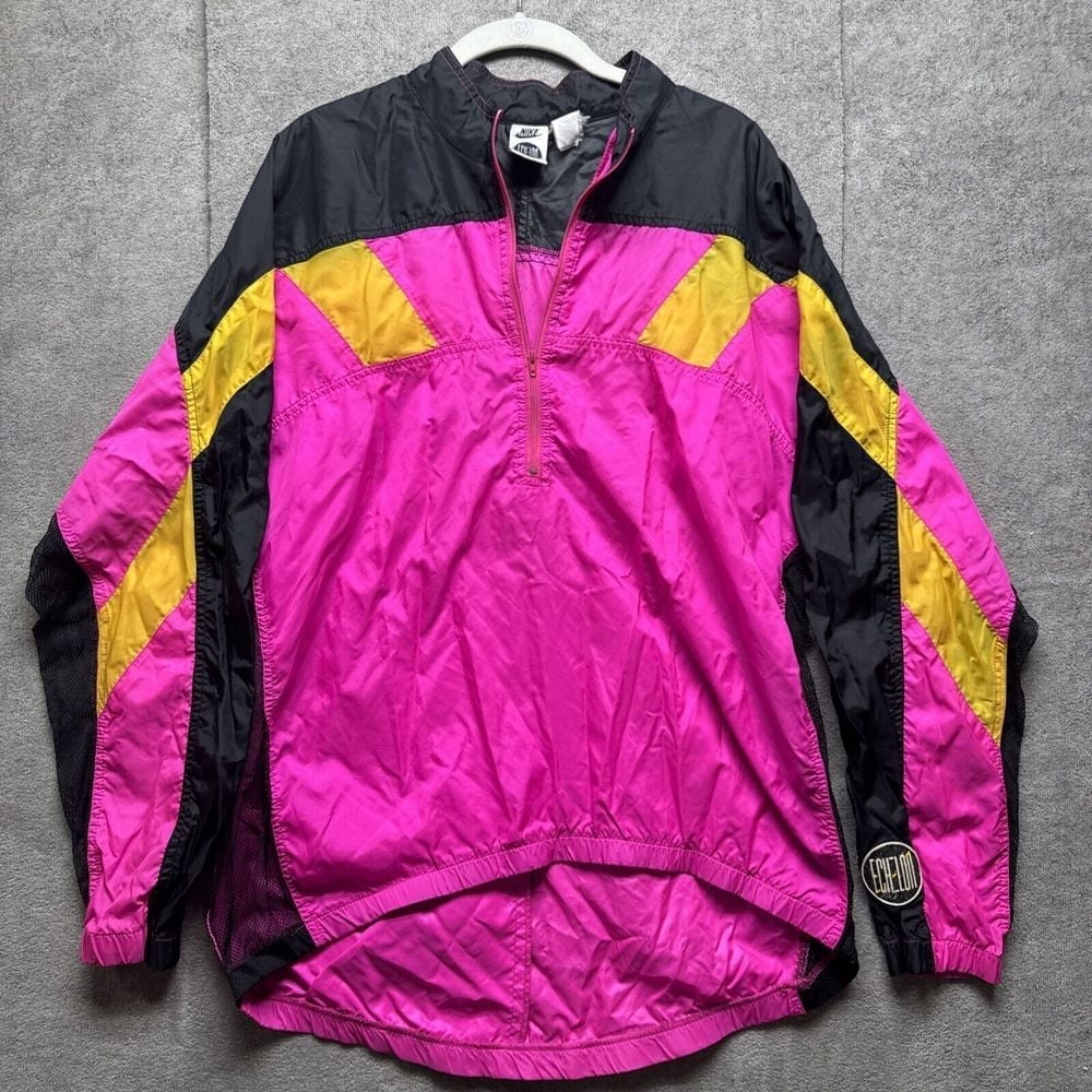 Vintage 1990s Nike Mens Size XL Echelon Cycling Run Jacket Hot Pink Mesh