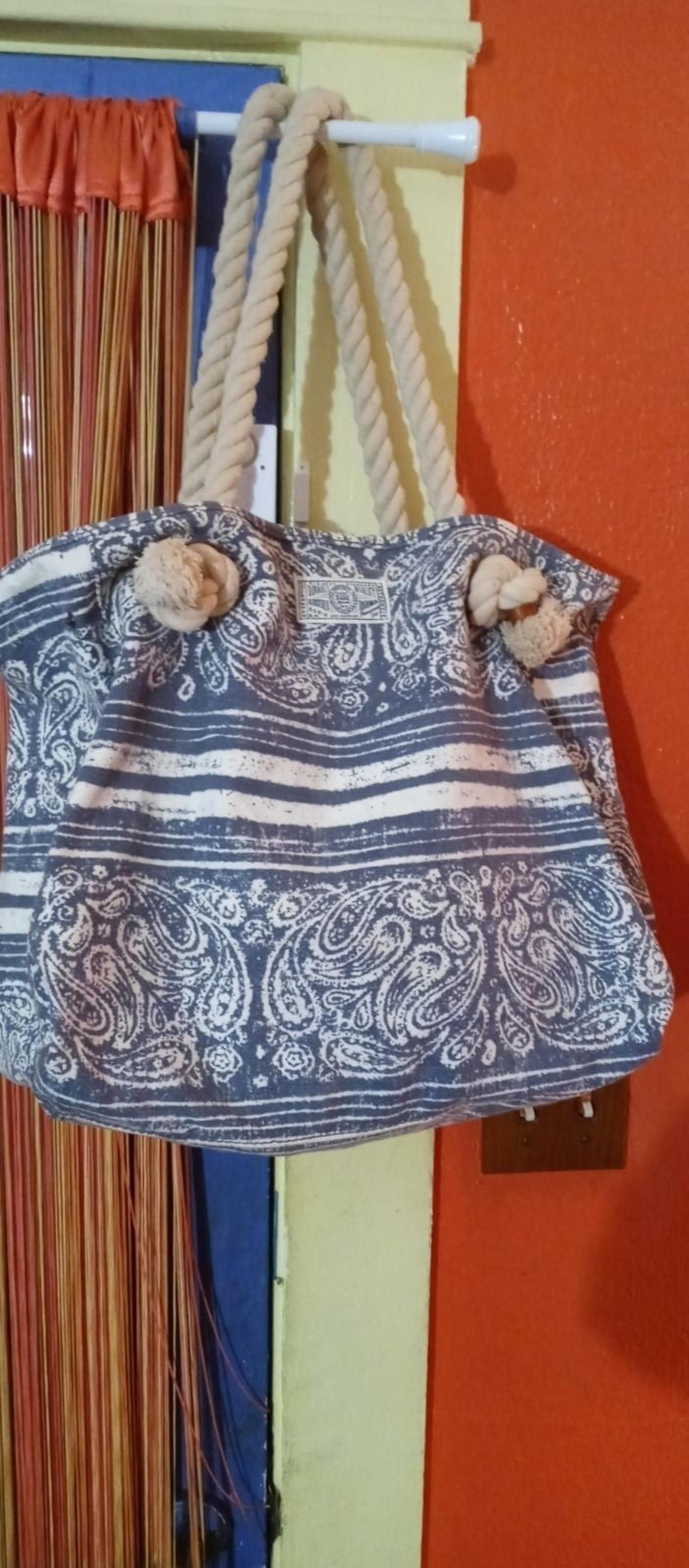 Lucky Brand Canvas Paisley Rope Tote XL