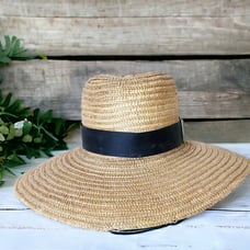 Vintage Straw Hat Wide Brim, Summer Farmer Gardener Hiker Shade