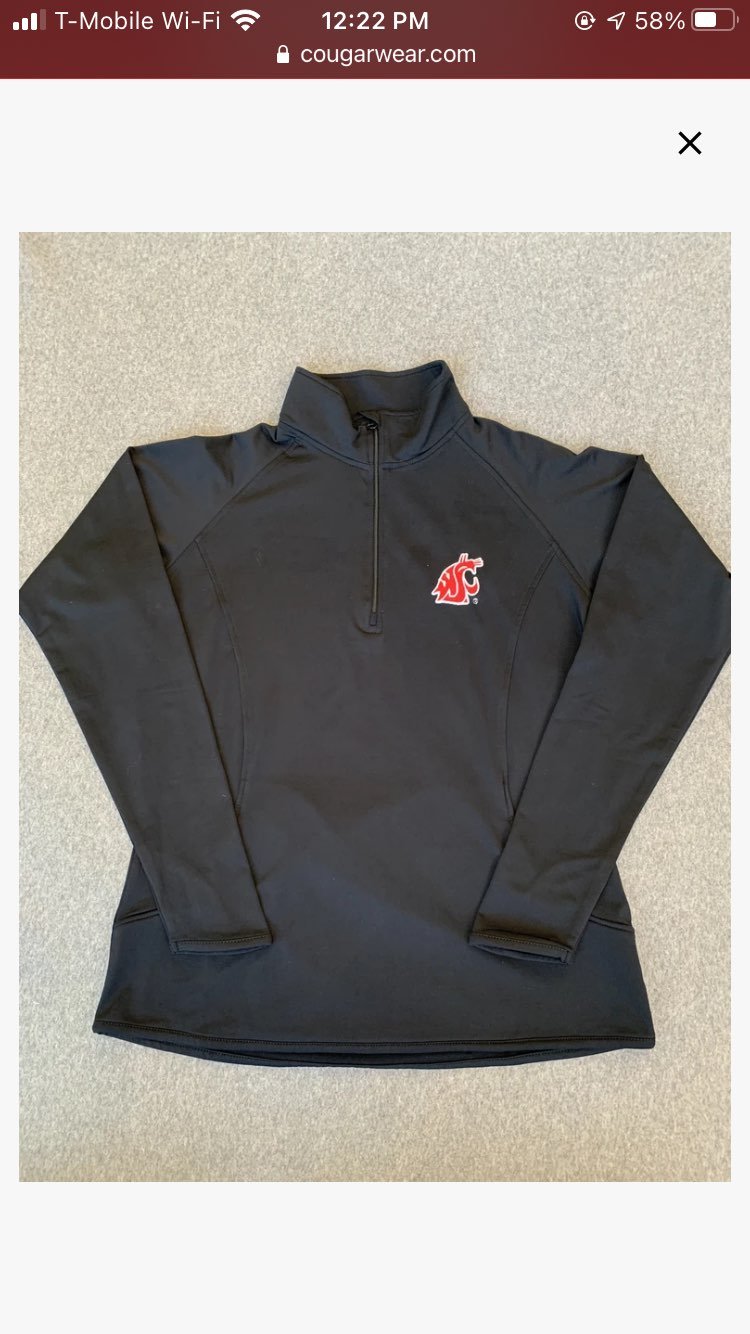 NWT Ladies WSU Black Embroidered 1/4 Zip