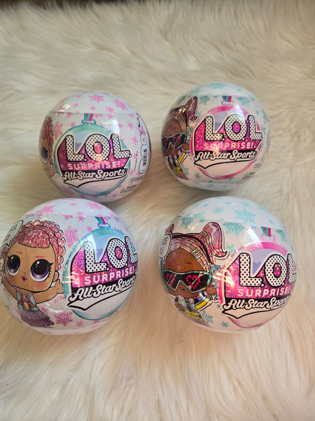 LOT OF 4 NEW LOL Surprise Ball Doll All Star Sports Sparkly