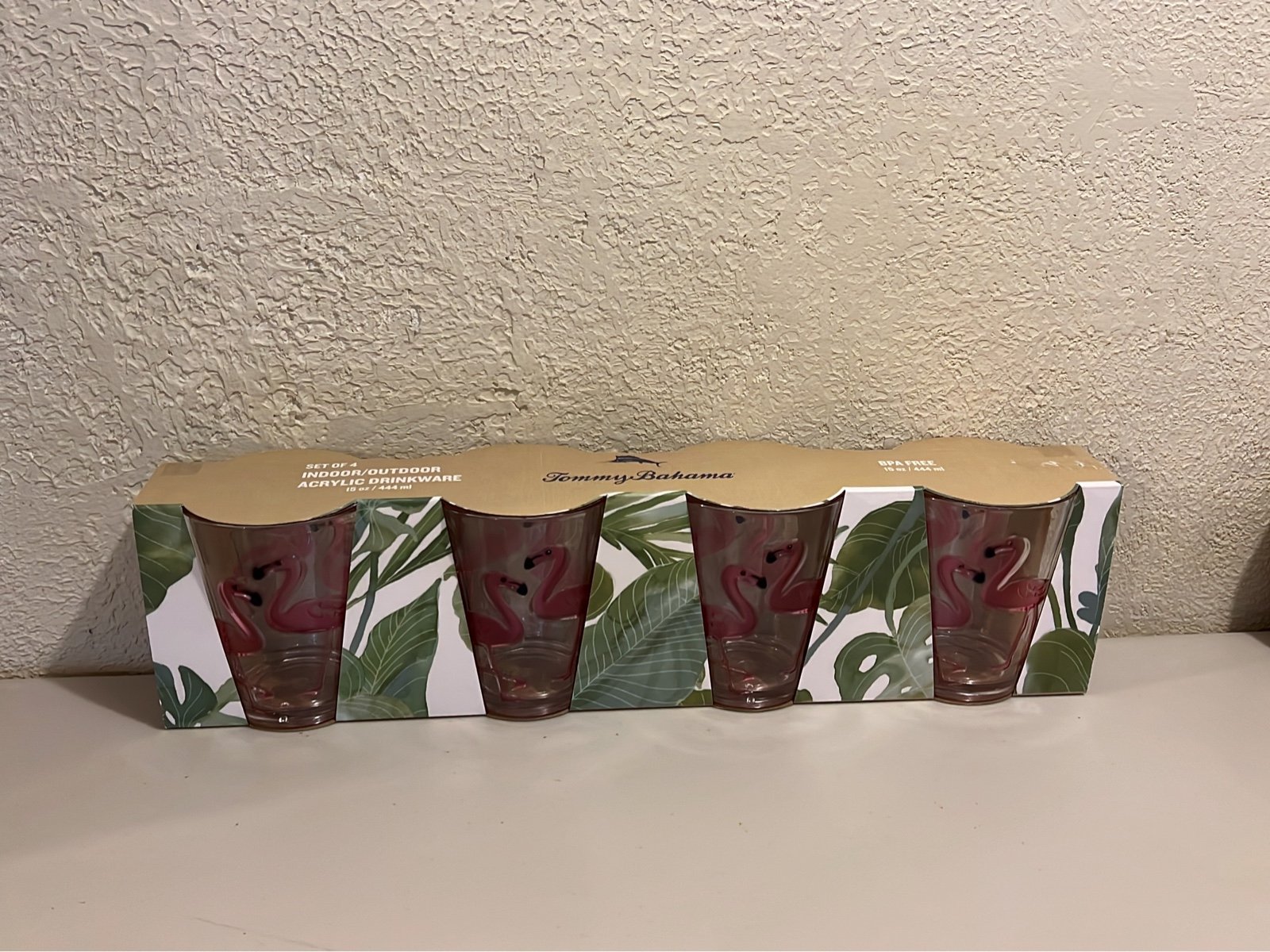 Tommy Bahama Set of 4 Acrylic Drinking Glass 15 oz BPA free NEW