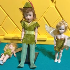 Vintage Lot 1940's Peter Pan Mary Martin Large 11 Doll + (2) 1950's Tinkerbell