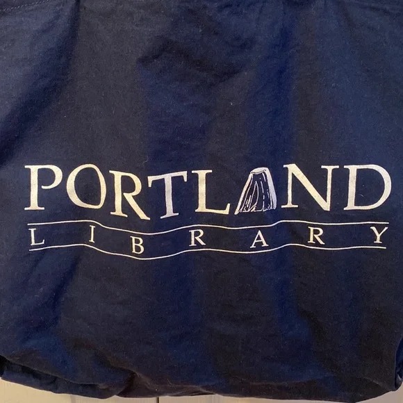 Portland Library Navy Blue Canvas Tote Bag