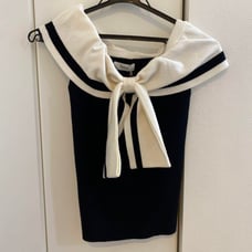 Daric Big Ribbon Off-Shoulder Knit Top