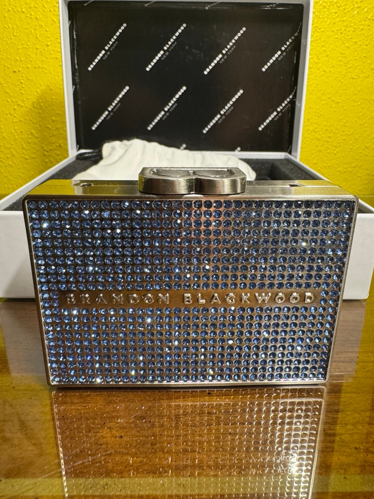 Brandon Blackwood Crystal Card Case – Light Sapphire