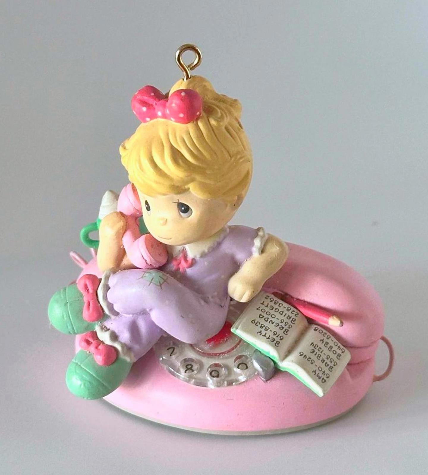 Precious Moments Ringing Up Holiday Wishes Girl with Phone Figurine