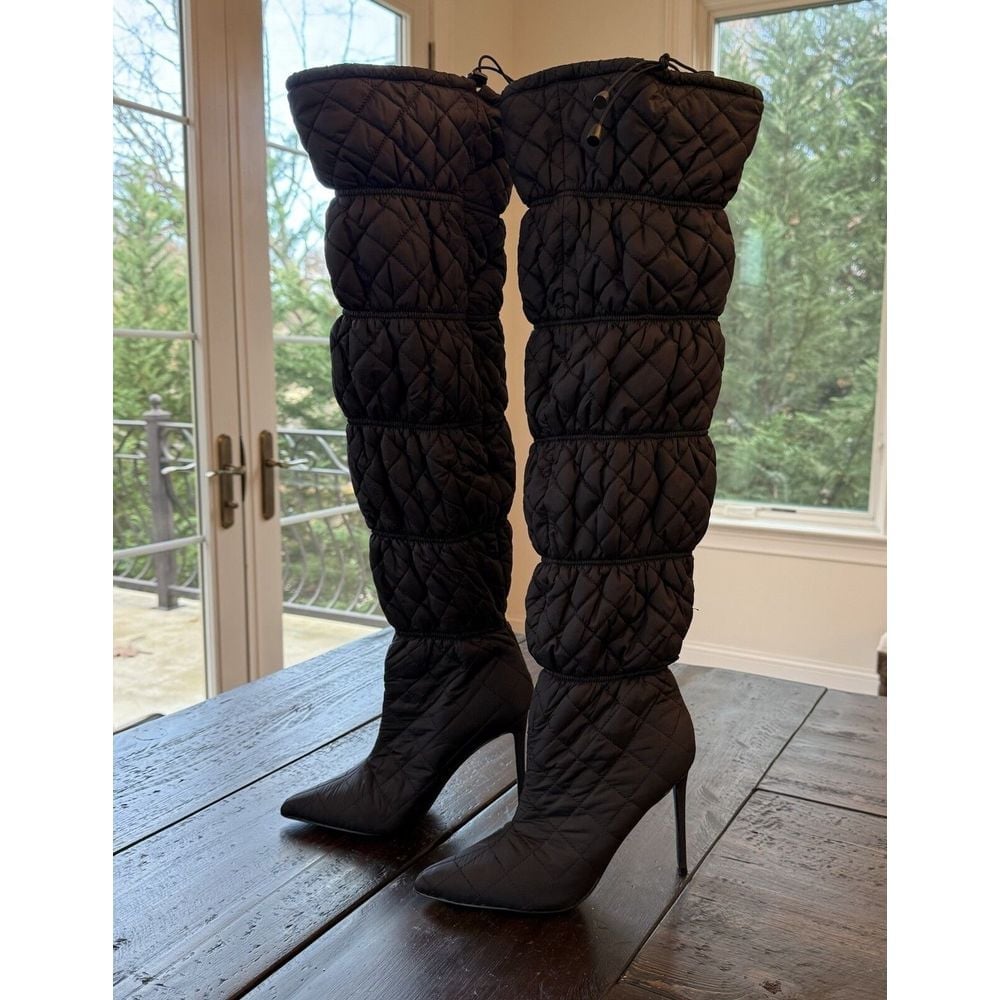 Steve Madden Women 8.5 Silhouette Over Knee Boot Black Puffer Nordstrom NWT