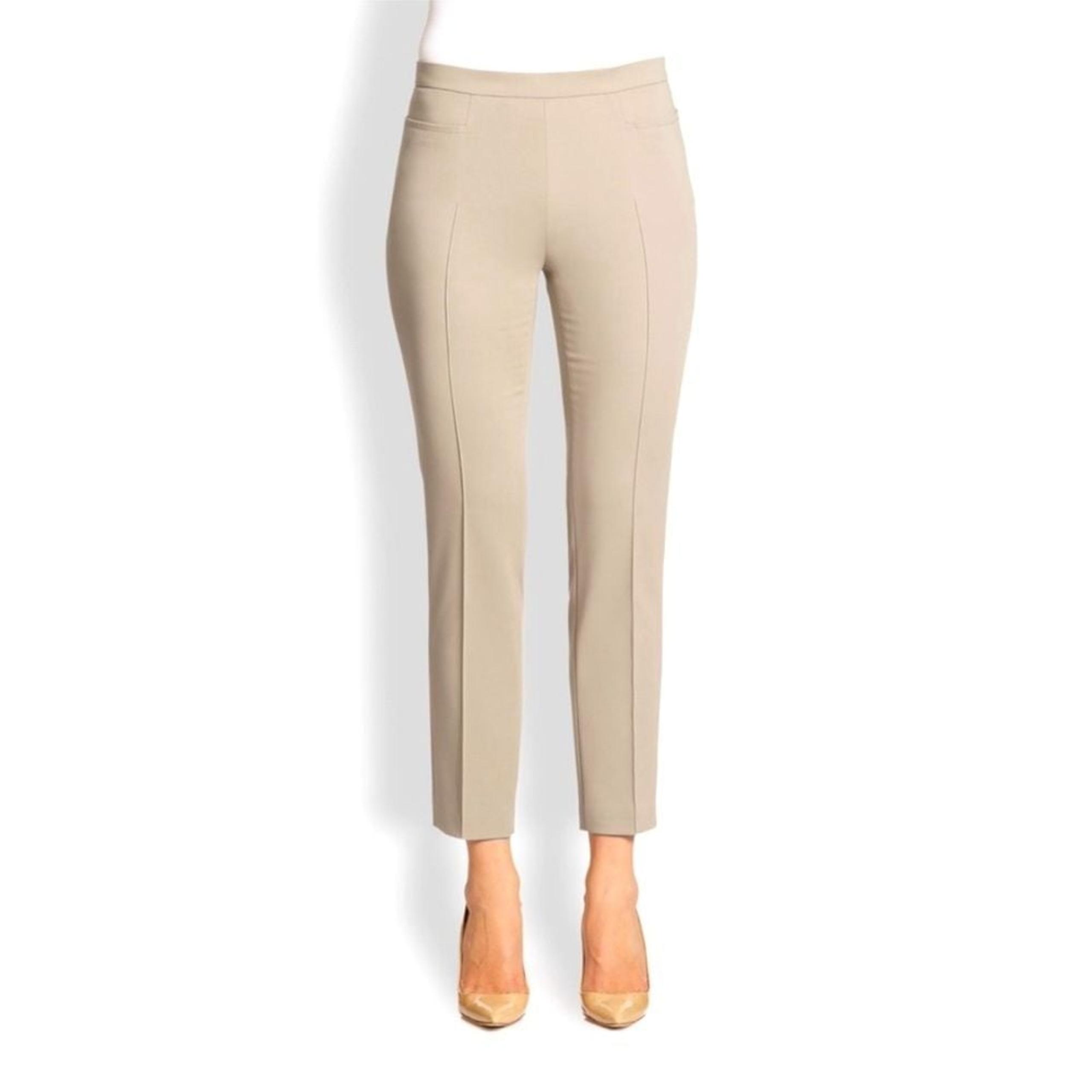 Akris Punto Franca Ankle Slim Leg Tan Pants Cotton Stretch Work Career 12