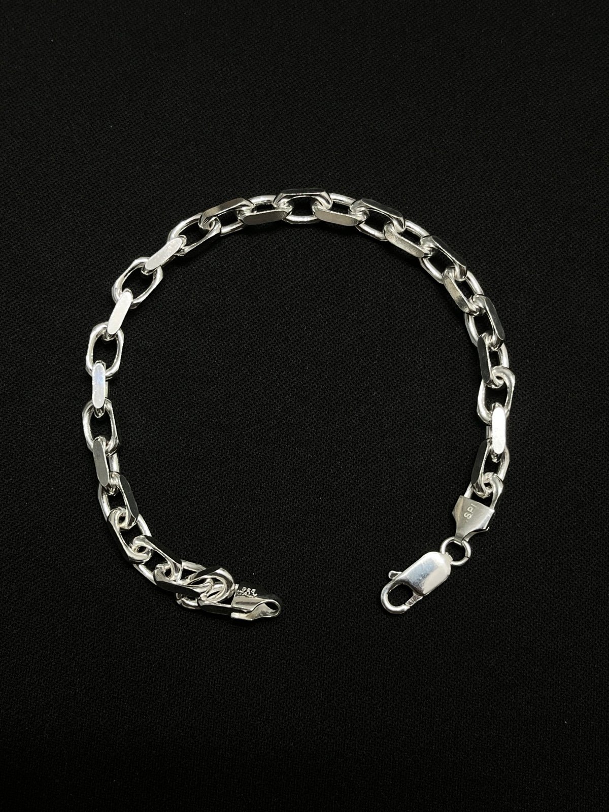 Solid Sterling Silver 5MM Anchor Bracelet 8”