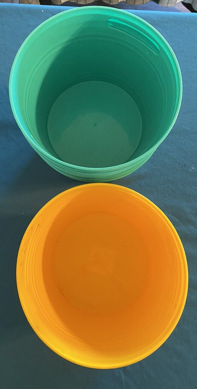 Lot Set of 14 Teal Yellow Ice Craft Plastic Durable Light Bucket by Celebrate It