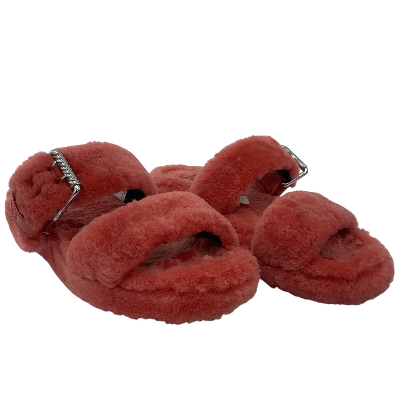 Ugg Dark Pink Slide Lounge Slippers Size 8 Women's Shearling Fur Preowned
