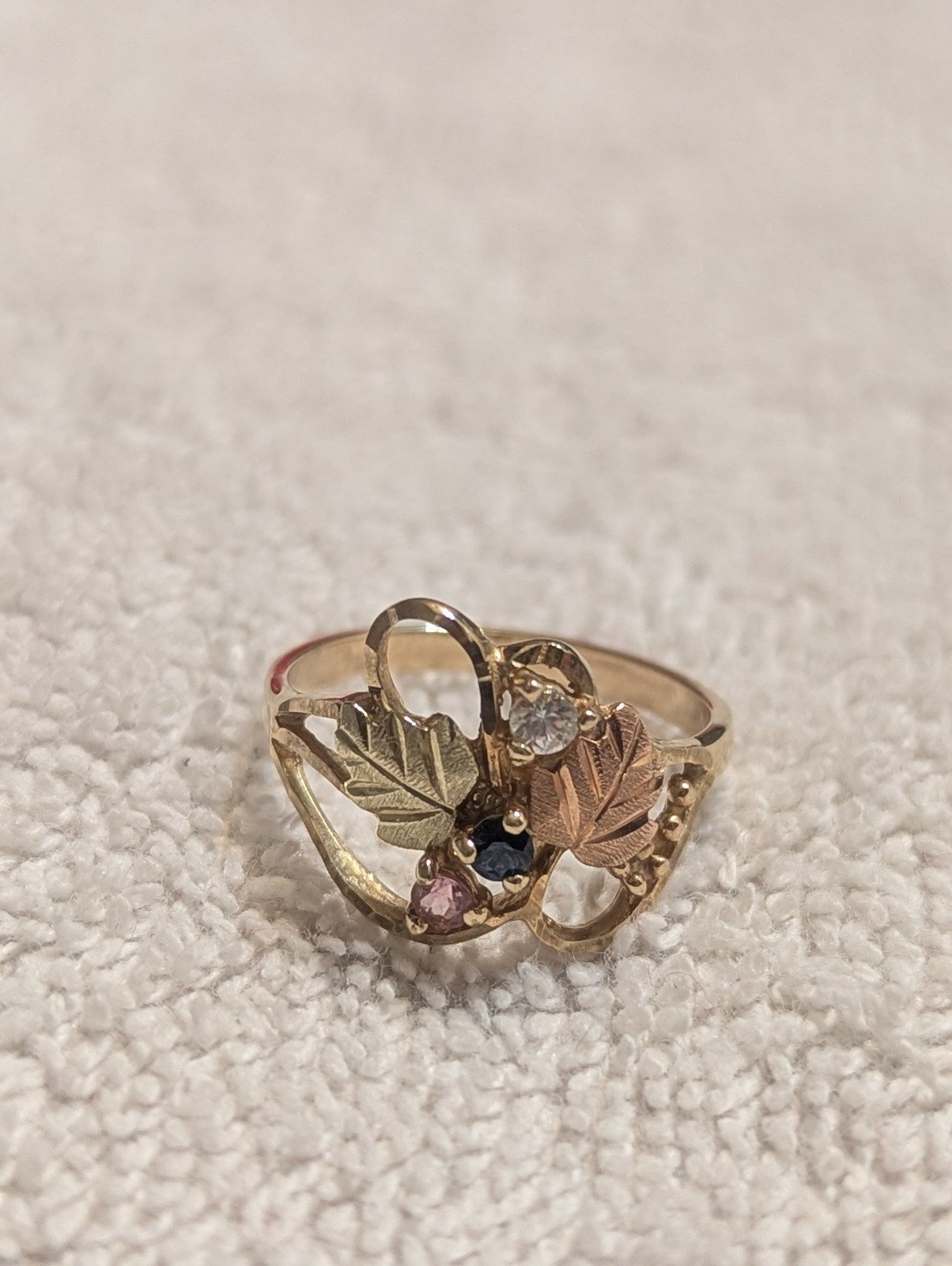 Black Hills Multi-Tone 10k Gold With Three Assorted Gemstones 2g Ring Size 7