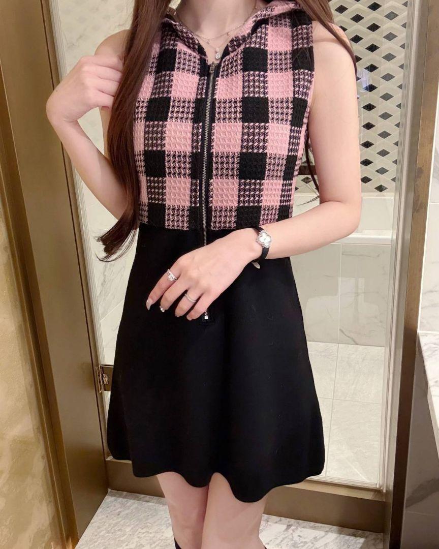 新品登場 Luminyong ☆ 【S】 Dress Zip Panel Check Candy ワンピース