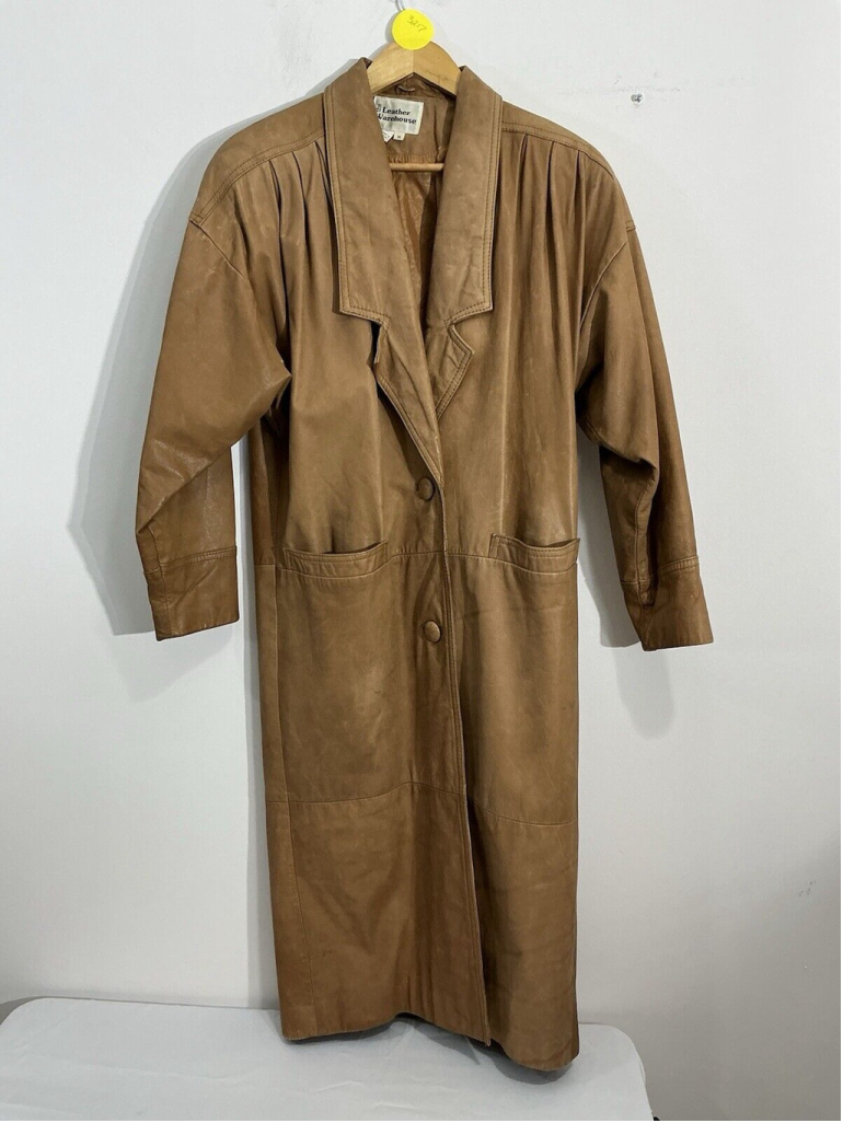 Womans The Leather Warehouse Medium Brown Full Length Leather Trenchcoat