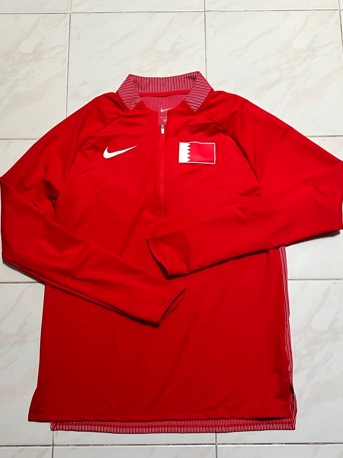 New Nike Pro Elite Bahrain 1/4 Zip Red Pullover Men M Track Jacket