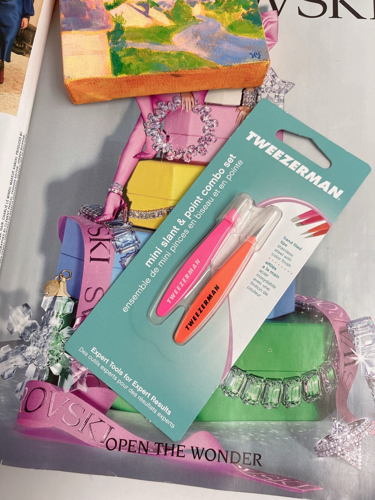 - New set of Tweezerman mini slant and Point Tweezer
