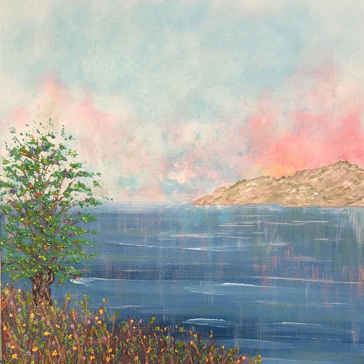 Dawning By Deb Bossert Artworks 8 x 8 Original Acrylic Painting