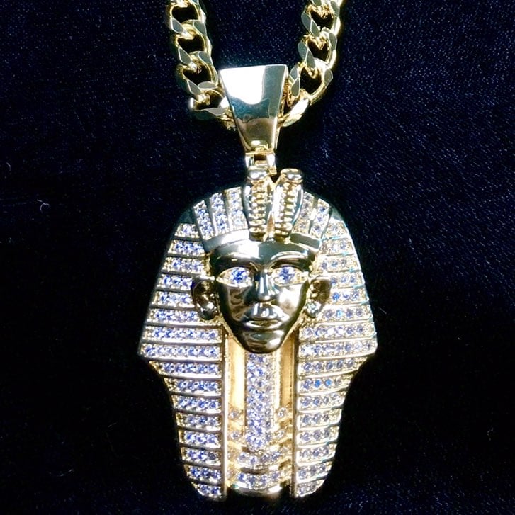 PHARAOH DIAMONDS CZ 18K GOLD CHAIN ITALY