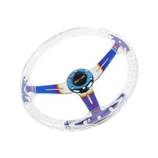 Ralliart Universal 6-Hole 350mm Deep Dish Clear Crystal Bubble Steering Wheel