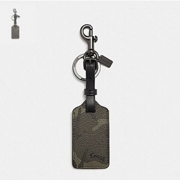 Coach F76853 Luggage Tag w/ Camo Print, QB/Green