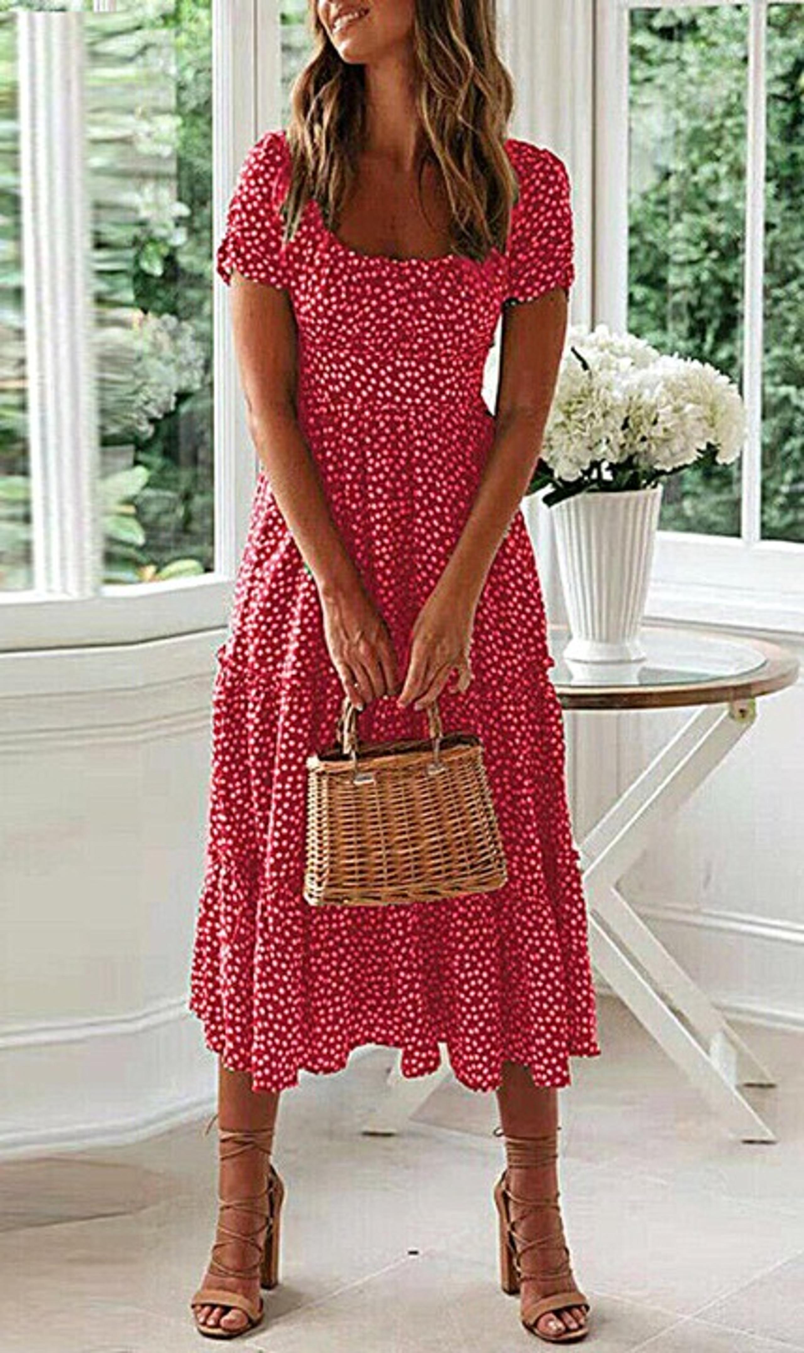 Cute Boho Floral Print Long Midi Dress 3XL