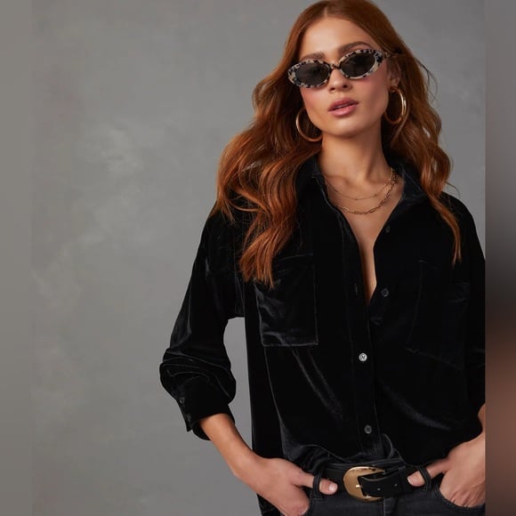 Magical Wonder Velvet Button Down Top