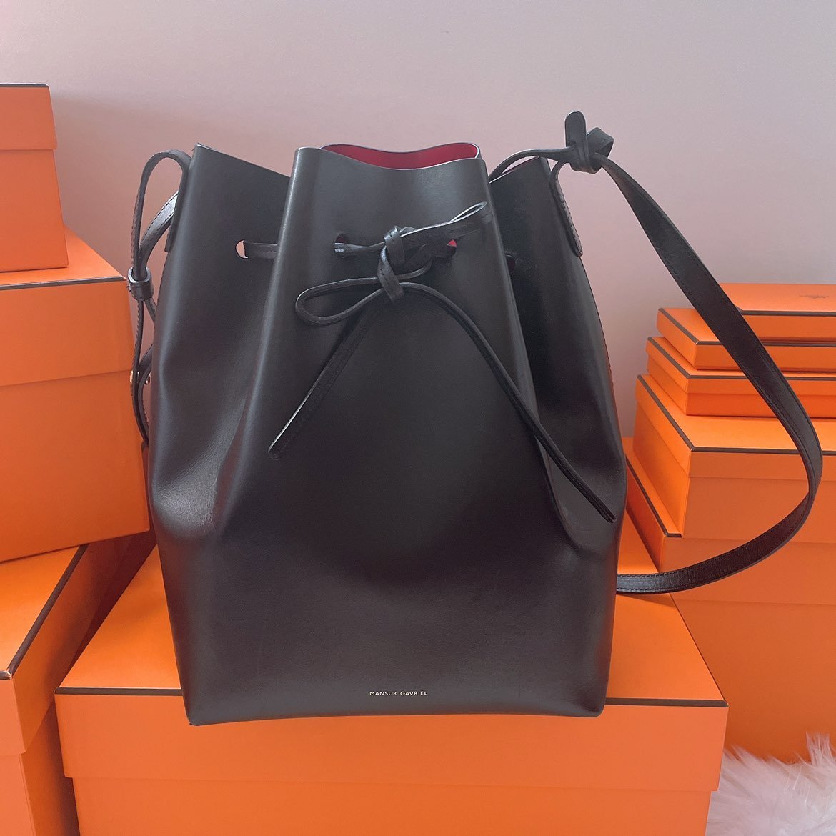 Mansur Gavriel Black Large Bucket Bag