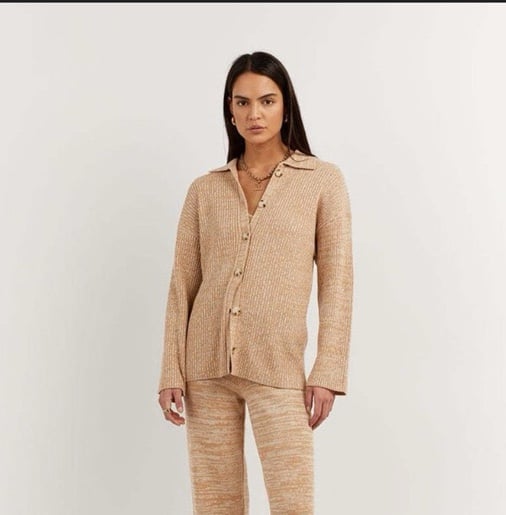 Dissh Stella Oat Marle Button Down Knit Sweater