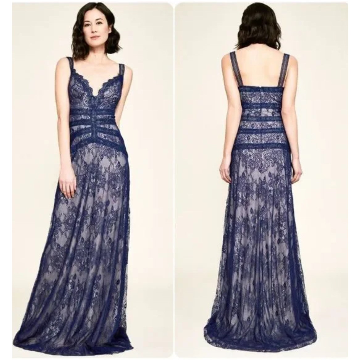 Tadashi Shoji Purple Dutton Strap Lace Gown - size 10