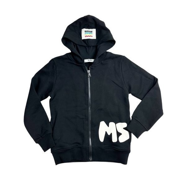 MSGM｜HOOD/ZIP-UP (3640MM132 247000 23) MSGM black zip hoodie